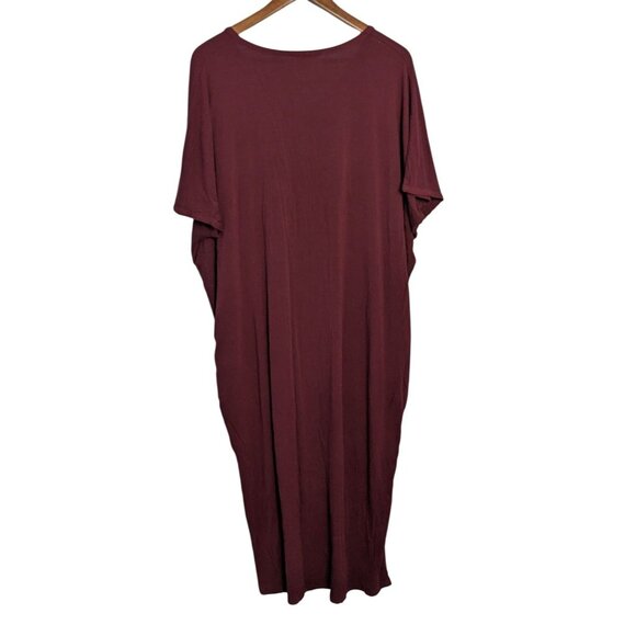 Dwell & Slumber Burgundy One Size Lounge Dress Pockets Button XL sz 18 - Picture 3 of 9